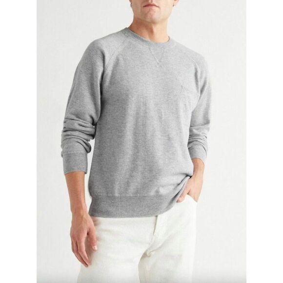 Officine Generale Paris light grey 100% merino wool Slater crewneck sweater - Picture 1 of 7